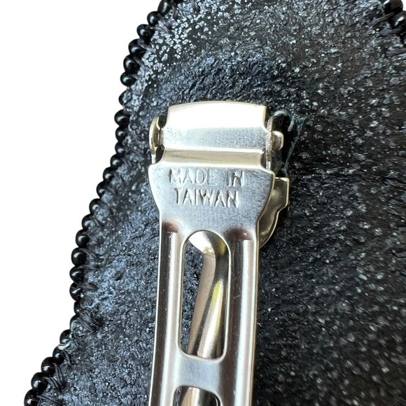 Vintage Seed Beaded Overlapping Circle Hair Clip Purple Black Taiwan 4” - Picture 12 of 13